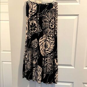 Christian Siriano Black and Cream Floral Maxi Skirt